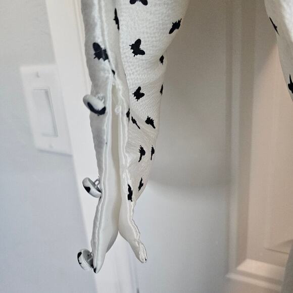 Monique Lhuillier Silk Dress Womens Sz 6 White Butterfly Midi Faux Wrap No Belt - Picture 6 of 16